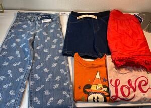 Lot 5 Girls Clothing Size 5 6 Old Navy NWT Wide Leg Floral Jeans Disney Love